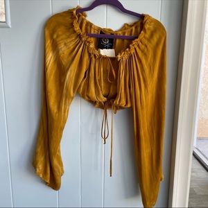 ✨planet blue golden tie front blouse, size x-small✨